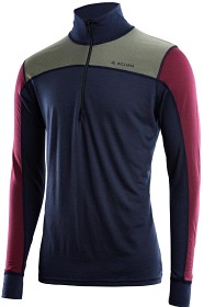 Kuva Aclima Lightwool Reinforced Mockneck merinopaita, Navy Blazer/Ranger Green/Zinfandel
