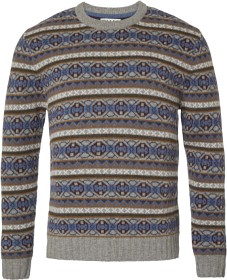 Kuva Chevalier Moss Wool Sweater miesten neulepaita, Stone Grey Jaquard