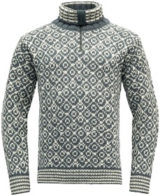 Kuva Devold Unisex Svalbard Sweater Zip Neck villapusero, harmaa/valkoinen