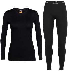 Kuva Icebreaker Oasis LS Crewe 200 + Leggings 200 naisten kerrasto, Black