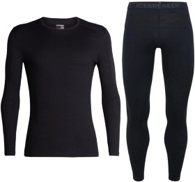 Kuva Icebreaker Oasis LS Crewe 200 + Leggings 200 kerrasto, Black/Monsoon