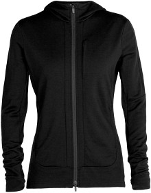 Kuva Icebreaker Quantum III LS Zip Hood naisten merinovillapaita, musta