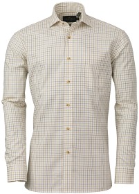 Kuva Laksen Reg Cotton Wool Shirt kauluspaita, keltainen/ruskea