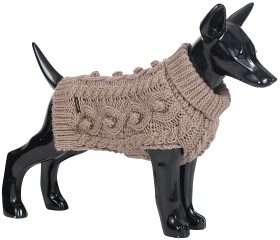 Kuva PAIKKA Handmade Knit koiran neulepusero, 20-30 cm, vaaleanruskea