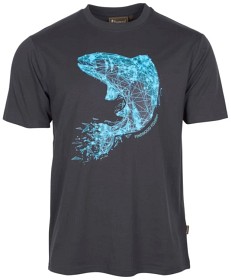 Kuva Pinewood Fish T-Shirt luomupuuvillainen t-paita, tummanharmaa/turkoosi