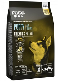 Kuva PrimaDog kana-peruna kaikille koiranpennuille, 4 kg