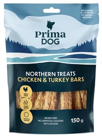 Kuva PrimaDog Northern Treats Kyckling-Kalkon Bar makupalat, 150g