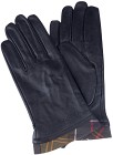 Barbour Tartan Leather Glove naisten käsine, Black