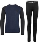 Bula Norm Merino Wool Crew + Pant Junior lasten kerrasto, Navy/Black