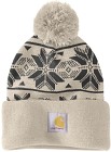 Carhartt Knit Pom Jacquard Beanie naisten pipo, Oat Milk