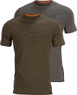 Härkila Graphic T-shirt puuvillainen t-paita, 2 kpl, ruskea/harmaa