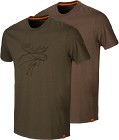 Härkila Graphic T-Shirt 2-Pack Willow Green/Slate Brown
