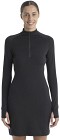 Icebreaker Mer 260 Granary LS Half Zip Tee Dress naisten mekko, Black